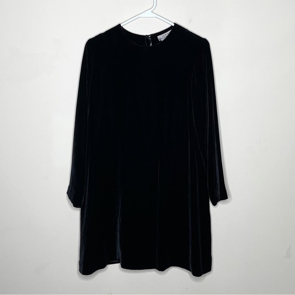 Vintage 90s Eddie Bauer Shift Dress Velvet Y2K Black Deadstock - Picture 1 of 7